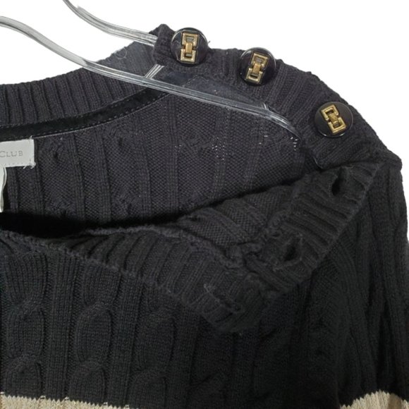 Charter Club Metallic Cable Knit Sweater Striped Casual Dressy Cotton Blend XL - Picture 9 of 13